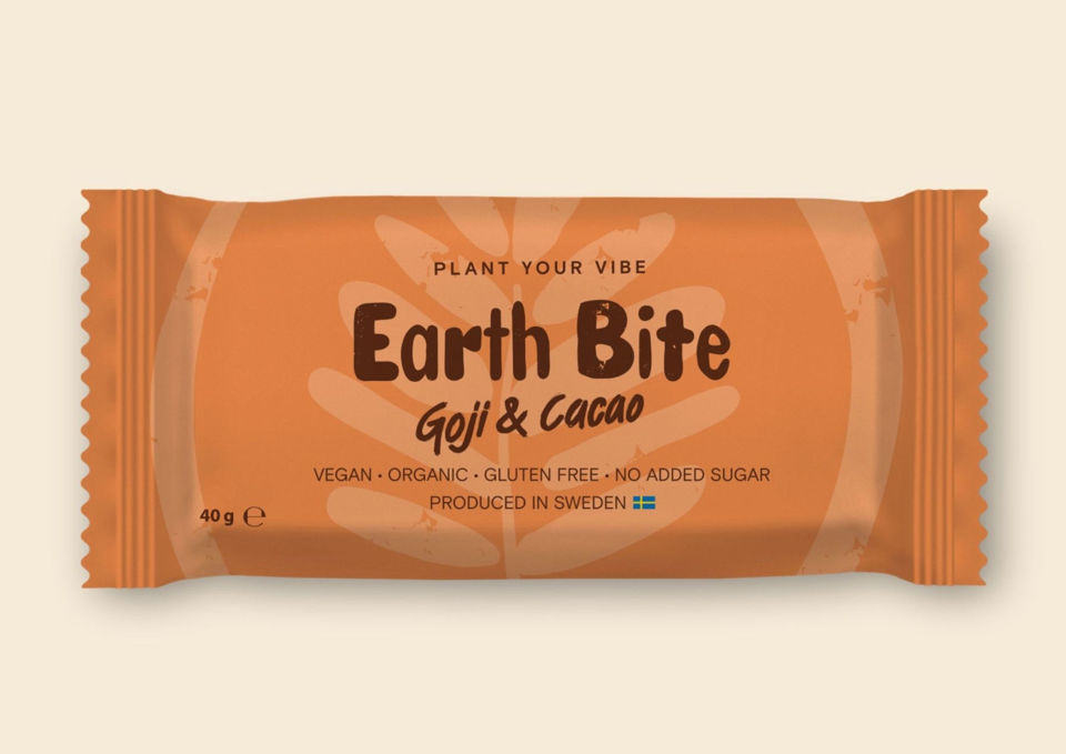 Earth Bite EKO Energibar - Goji & Cacao 40g - Tillverkad i Sverige